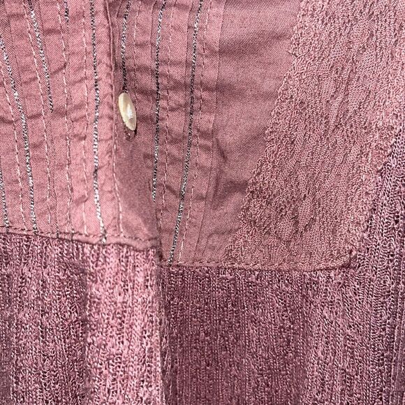 Lucky Brand Womans Pint Tuck Bib Pullover Blouse size Small Mauve colored - Picture 11 of 13